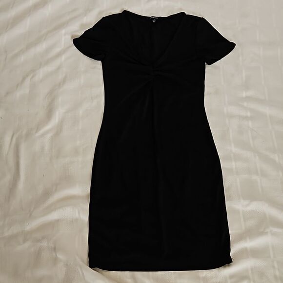 Ambianee Women's V-neck With Ruffled Bodycon Mini Dress Black Small - Picture 12 of 16